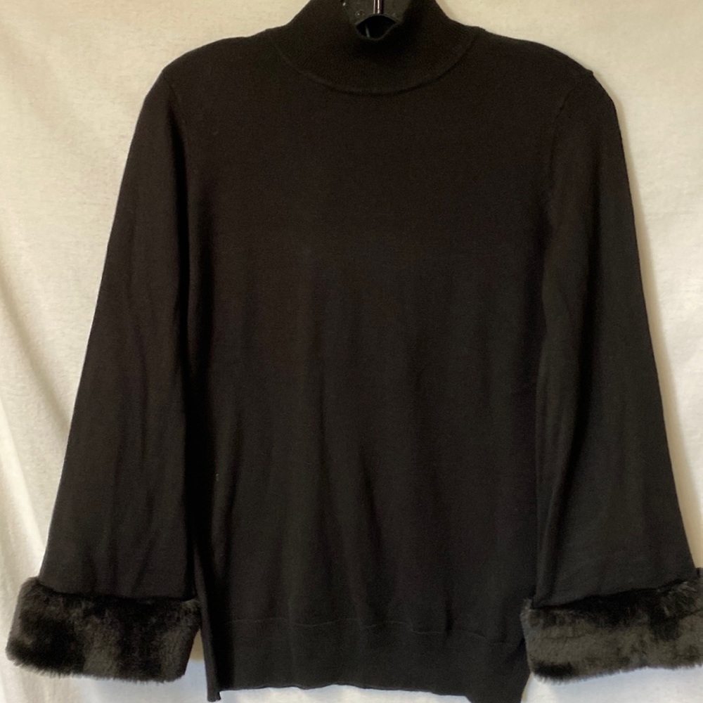 New W/Tags Calvin Klein Sweater With Fur Trimmed … - image 1